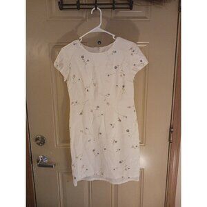 Dress vintage silk lined floral White 90s dress size 4
